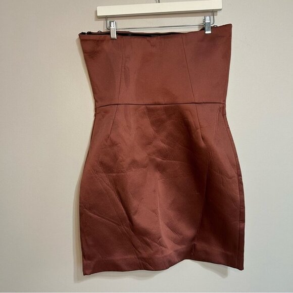 NWT Kate Spade Saturday Strapless Burgundy Rose Metallic Panel Neoprene Dress 12 - Picture 3 of 6